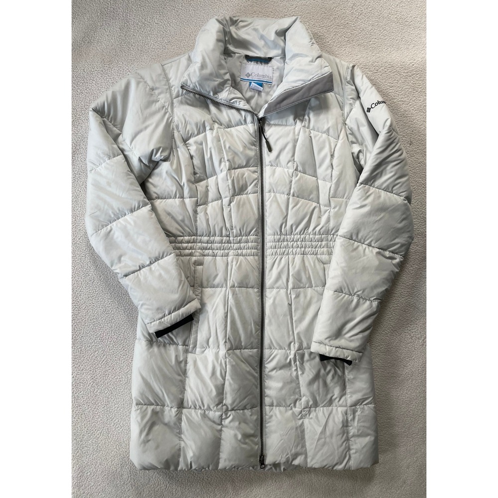 Columbia Womens Medium Puffer Jacket Gray Down Insulated Quilted Parka XL4219